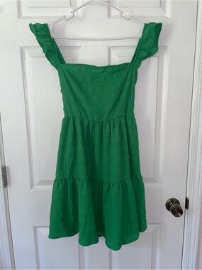 SHEIN Kelly Green Ruffled Strap Midi Dress